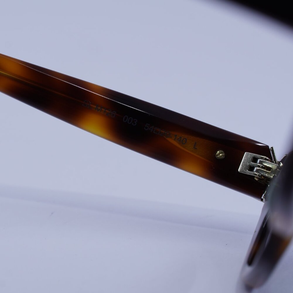 Saint Laurent SLM126 003 Sunglasses Havana Cat Eye Frame, Green Lenses - Picture 9 of 11